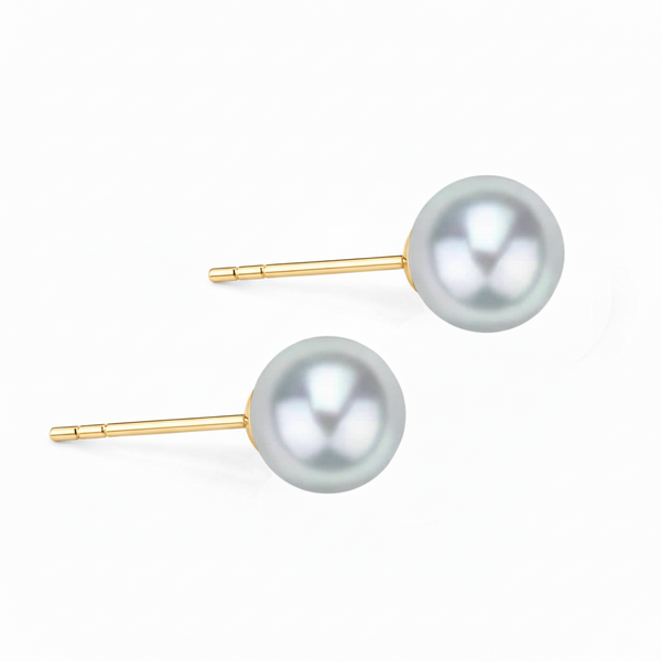 Silver-Blue Akoya Pearl Stud Earrings 4-8mm House Of Pearls