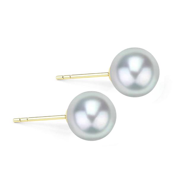 Silver-Blue Akoya Pearl Stud Earrings 4-8mm House Of Pearls